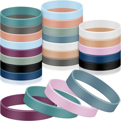 24 Pcs 8 Inch Colored Silicone Rubber Bands Silicone Elastic Bands Long Lasting Wrapping Bands for Books, Art, Bag Wraps, Exercise, Crab Traps, Bottle, Wallet (Pastel Color) in Kuwait