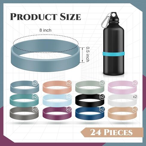 24 Pcs 8 Inch Colored Silicone Rubber Bands Silicone Elastic Bands Long Lasting Wrapping Bands for Books, Art, Bag Wraps, Exercise, Crab Traps, Bottle, Wallet (Pastel Color) in Kuwait