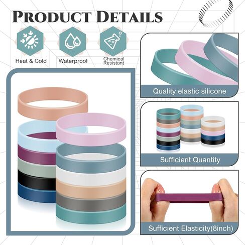 24 Pcs 8 Inch Colored Silicone Rubber Bands Silicone Elastic Bands Long Lasting Wrapping Bands for Books, Art, Bag Wraps, Exercise, Crab Traps, Bottle, Wallet (Pastel Color) in Kuwait
