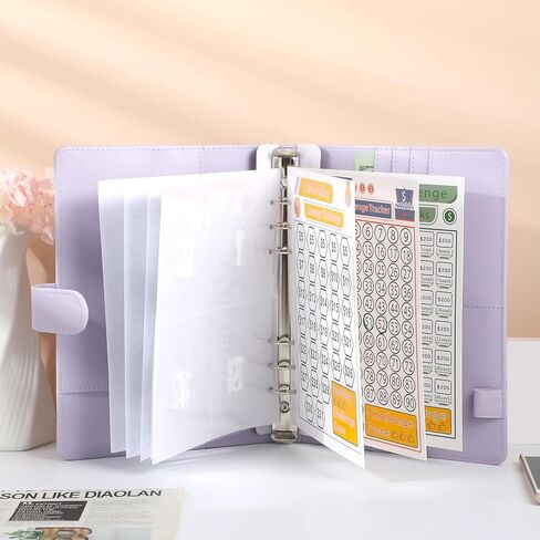 58 ورقة مقاس A5، 100 ظرفًا، تحدي توفير المال، 6 أغلفة مجلدة مقاس A5 تتضمن 4 أكمام لحفظ بطاقات الجيب، متتبع تحدي التوفير لتوفير 5,050، 10,000، 500 دولار in Kuwait