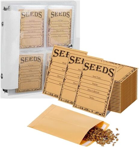 غلاف منظم لتخزين بذور الحديقة: 240 جيبًا لتنظيم جيوب تخزين البذور و80 مظروفًا للبذور - منظم عبوات البذور - حافظة البذور - توفير البذور in Kuwait