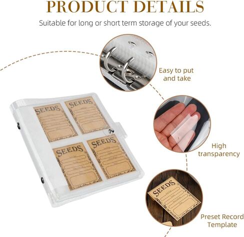 غلاف منظم لتخزين بذور الحديقة: 240 جيبًا لتنظيم جيوب تخزين البذور و80 مظروفًا للبذور - منظم عبوات البذور - حافظة البذور - توفير البذور in Kuwait