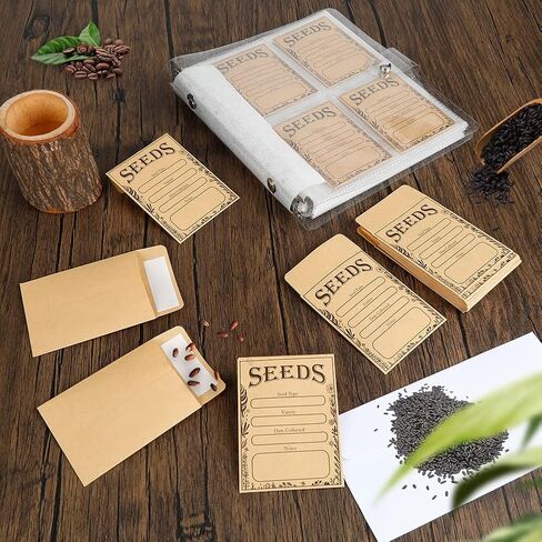 غلاف منظم لتخزين بذور الحديقة: 240 جيبًا لتنظيم جيوب تخزين البذور و80 مظروفًا للبذور - منظم عبوات البذور - حافظة البذور - توفير البذور in Kuwait