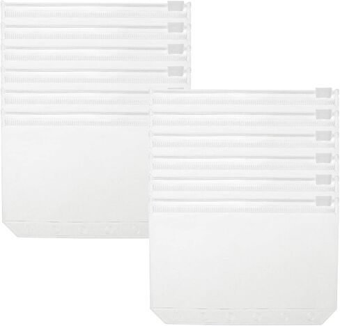 Geesatis 12 Pcs A7 Binder Pockets PVC Zippered Binder Pouch Folders 6 Holes Waterproof for Notebook Loose Leaf Bags, 5.2" x 3.5" in Saudi Arabia