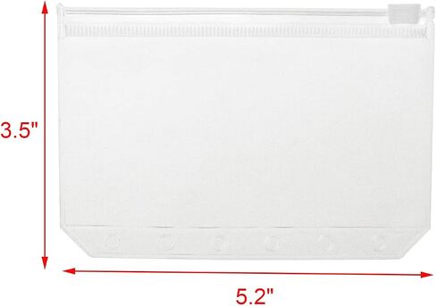 Geesatis 12 Pcs A7 Binder Pockets PVC Zippered Binder Pouch Folders 6 Holes Waterproof for Notebook Loose Leaf Bags, 5.2" x 3.5" in Saudi Arabia