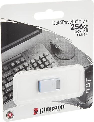 Kingston DataTraveler Micro 128GB USB Flash Drive | Ultra-Small Premium Metal Design | USB 3.2 Gen 1 | Speeds up to 200MB/s | DTMC3G2/128GB in Saudi Arabia