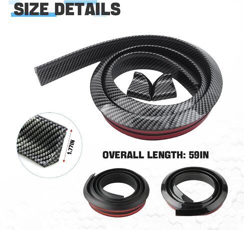 Blilo Car Trunk Spoiler Lip Kit, Universal 4.9ft Automotive Rear Wing Strip Bar Kit, Vehicle Punch-Free Installation Tail Fin Roof Spoiler Sticker, Auto Exterior Accessory for Most Cars (Carbon Fiber) in Saudi Arabia