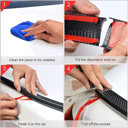 Blilo Car Trunk Spoiler Lip Kit, Universal 4.9ft Automotive Rear Wing Strip Bar Kit, Vehicle Punch-Free Installation Tail Fin Roof Spoiler Sticker, Auto Exterior Accessory for Most Cars (Carbon Fiber) in Saudi Arabia