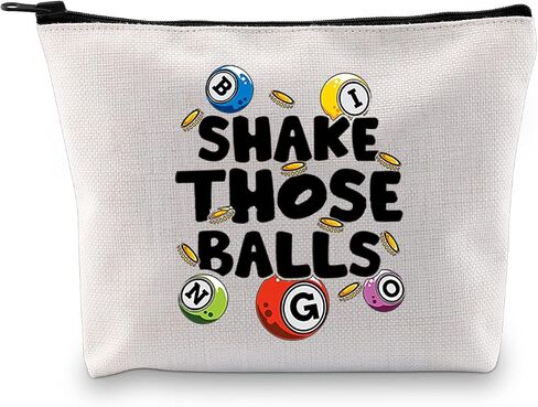 JXGZSO Bingo Gambler Gift Shake Those Balls Makeup Bag Lucky Bingo Pouch Bag Bingo Game Lover Gift (Shake those balls shopping black) in Saudi Arabia