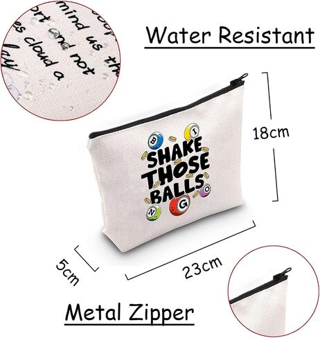 JXGZSO Bingo Gambler Gift Shake Those Balls Makeup Bag Lucky Bingo Pouch Bag Bingo Game Lover Gift (Shake those balls shopping black) in Saudi Arabia