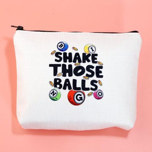 JXGZSO Bingo Gambler Gift Shake Those Balls Makeup Bag Lucky Bingo Pouch Bag Bingo Game Lover Gift (Shake those balls shopping black) in Saudi Arabia
