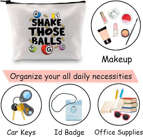 JXGZSO Bingo Gambler Gift Shake Those Balls Makeup Bag Lucky Bingo Pouch Bag Bingo Game Lover Gift (Shake those balls shopping black) in Saudi Arabia