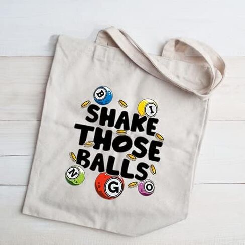 JXGZSO Bingo Gambler Gift Shake Those Balls Makeup Bag Lucky Bingo Pouch Bag Bingo Game Lover Gift (Shake those balls shopping black) in Saudi Arabia