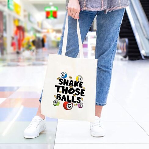 JXGZSO Bingo Gambler Gift Shake Those Balls Makeup Bag Lucky Bingo Pouch Bag Bingo Game Lover Gift (Shake those balls shopping black) in Saudi Arabia