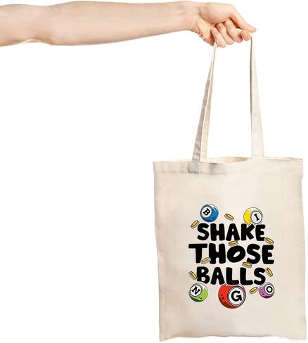 JXGZSO Bingo Gambler Gift Shake Those Balls Makeup Bag Lucky Bingo Pouch Bag Bingo Game Lover Gift (Shake those balls shopping black) in Saudi Arabia