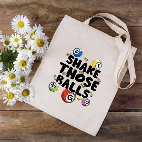 JXGZSO Bingo Gambler Gift Shake Those Balls Makeup Bag Lucky Bingo Pouch Bag Bingo Game Lover Gift (Shake those balls shopping black) in Saudi Arabia