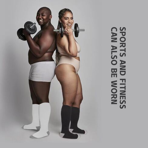 Wide Calf Compression Socks for Women Men, Plus Size Knee High 20-30mmHg Sock Pregnant Nurses Doctors Travel 3Pairs in Saudi Arabia