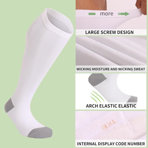 Wide Calf Compression Socks for Women Men, Plus Size Knee High 20-30mmHg Sock Pregnant Nurses Doctors Travel 3Pairs in Saudi Arabia