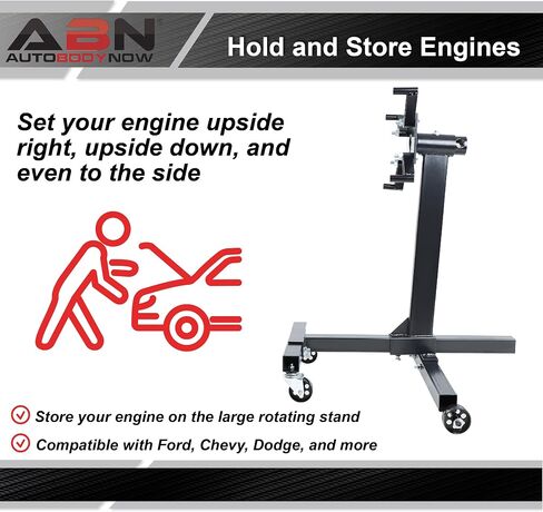 ABN Heavy Duty Engine Stand - 990lb Cap Adjustable Engine Motor Stand with Caster Wheels and 360-Degree Rotation in Saudi Arabia