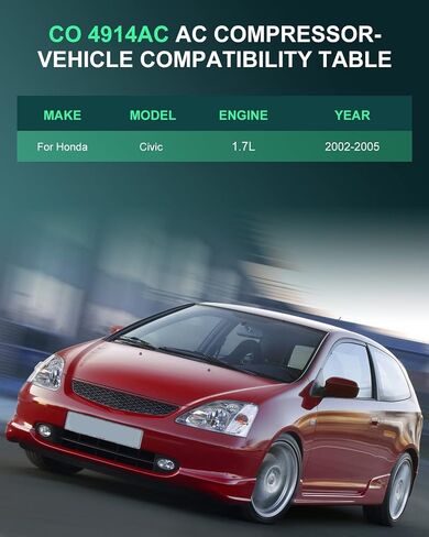 SCITOO AC ضاغط صالح لهوندا سيفيك 1.7L 2002 2003 2004 2005 CO 4914AC تكييف وضاغط للهواء in Saudi Arabia