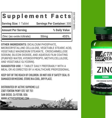 Zinc Citrate 50 mg - Supplement to Support Immune System & Reproductive Health (1) in Saudi Arabia