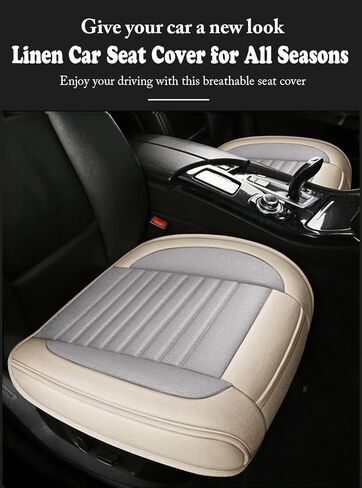 أغطية مقاعد السيارة من الكتان الأمامي، أغطية وسائد من الجلد الصناعي للسيارات، تناسب عالمي معظم السيارات وسيارات الدفع الرباعي وسيارات السيدان والشاحنات (رمادي) in Kuwait