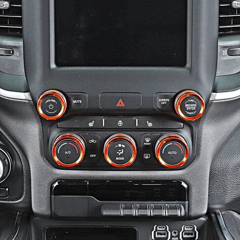 Voodonala for Dodge RAM Aluminum Center Console AC Radio Switch Knob Cover for 2018-2024+ RAM Interior Accessories, 5pcs Orange in Saudi Arabia