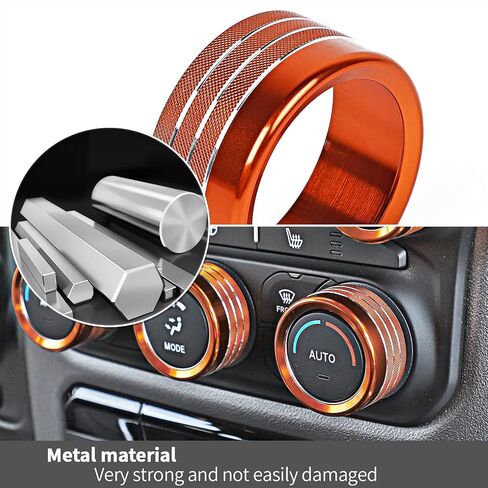 Voodonala for Dodge RAM Aluminum Center Console AC Radio Switch Knob Cover for 2018-2024+ RAM Interior Accessories, 5pcs Orange in Saudi Arabia
