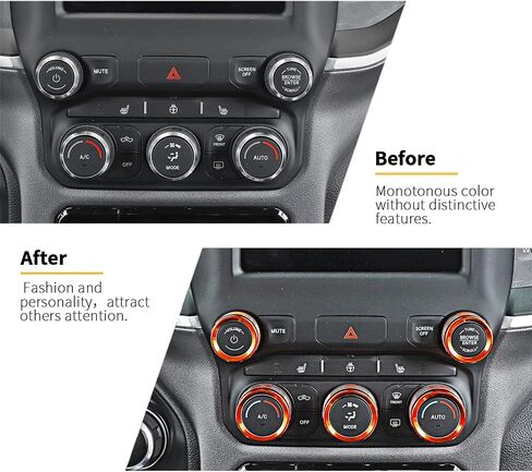 Voodonala for Dodge RAM Aluminum Center Console AC Radio Switch Knob Cover for 2018-2024+ RAM Interior Accessories, 5pcs Orange in Saudi Arabia