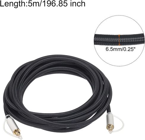 MECCANIXITY Fiber Optic Audio Cable 360 Degree Rotating Digital Audio Optic Cable Nylon Metal Shell Gold-Plated 16.4 Ft TOS Optical Link Cable for TV DVD Amplifier Stereo Black in Saudi Arabia