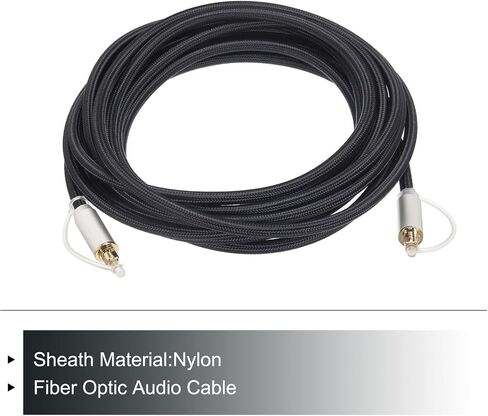 MECCANIXITY Fiber Optic Audio Cable 360 Degree Rotating Digital Audio Optic Cable Nylon Metal Shell Gold-Plated 16.4 Ft TOS Optical Link Cable for TV DVD Amplifier Stereo Black in Saudi Arabia