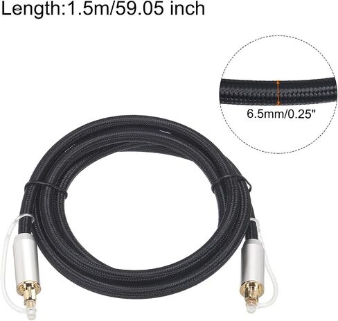 MECCANIXITY Fiber Optic Audio Cable 360 Degree Rotating Digital Audio Optic Cable Nylon Metal Shell Gold-Plated 16.4 Ft TOS Optical Link Cable for TV DVD Amplifier Stereo Black in Saudi Arabia