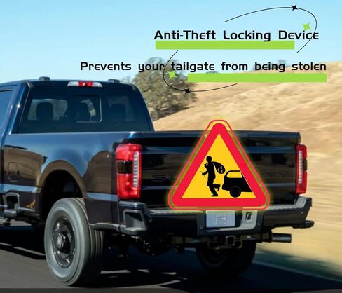 قفل الباب الخلفي المضاد للسرقة يناسب Ford F-Series F150 F250 F350 2015-2023، جهاز قفل الباب الخلفي المضاد للسرقة لشاحنة بيك اب، سبائك الألومنيوم باللون الأسود in Kuwait