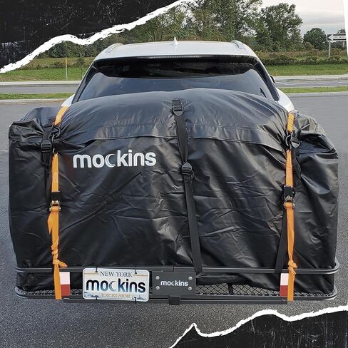 Mockins XL 25 Cu Ft Waterproof Cargo Bag for Hitch Carrier | 60"L x 31"H x 24"W Soft Shell Trailer Hitch Cargo Carrier Bag | Abrasion Resistant Vinyl Hitch Storage Bag | Cargo Carrier Hitch Mount Bag in Saudi Arabia