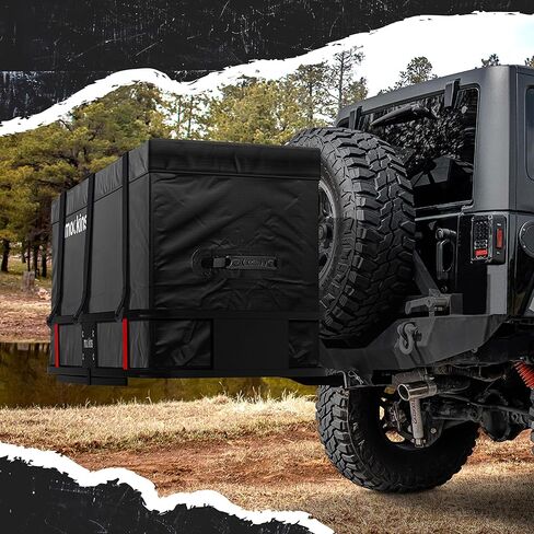 Mockins XL 25 Cu Ft Waterproof Cargo Bag for Hitch Carrier | 60"L x 31"H x 24"W Soft Shell Trailer Hitch Cargo Carrier Bag | Abrasion Resistant Vinyl Hitch Storage Bag | Cargo Carrier Hitch Mount Bag in Saudi Arabia
