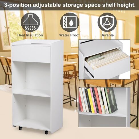 حامل منصة محمول بعجلات، حامل مضيفة منابر خشبية، أدراج منصة تخزين، رف متحرك لفصول المؤتمرات والمكاتب والكنائس in Kuwait