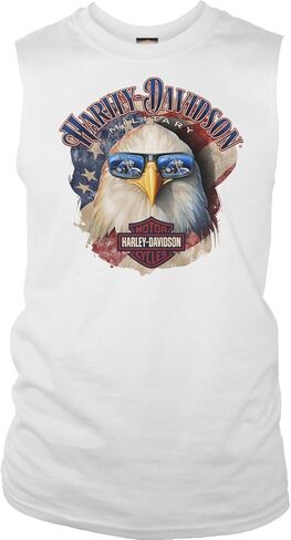 Harley-Davidson Military - تي شيرت بدون أكمام برسوم جرافيك للرجال - Shady Eagle | جولة في الخارج in Kuwait
