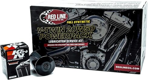 مجموعة زيت Red Line 90226 Big Twin 20w50 Power Pack مع فلتر زيت عالي الأداء K&N (مجموعة كبيرة جدًا، فلتر أسود) in Saudi Arabia