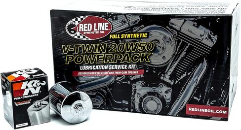 مجموعة زيت Red Line 90226 Big Twin 20w50 Power Pack مع فلتر زيت عالي الأداء K&N (مجموعة كبيرة جدًا، فلتر أسود) in Saudi Arabia