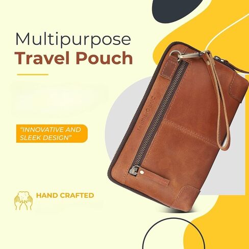 Leather Cord Organiser Pouch, Portable Tech Bag with Zipper Closure, Electronic Organizer Travel Case, Cable Organizer, Cord Organizer, Cruise Ship Essentials - TAN in Saudi Arabia