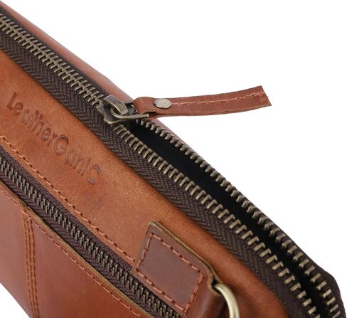 Leather Cord Organiser Pouch, Portable Tech Bag with Zipper Closure, Electronic Organizer Travel Case, Cable Organizer, Cord Organizer, Cruise Ship Essentials - TAN in Saudi Arabia