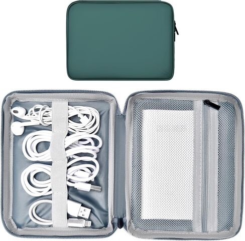 Leather Cord Organizer Travel Waterproof Travel Cable Organizer Bag Portable Tech Organizer Travel Case for Charger Electronic Accessories Organizer (Black, Double Layer-Large) in Kuwait