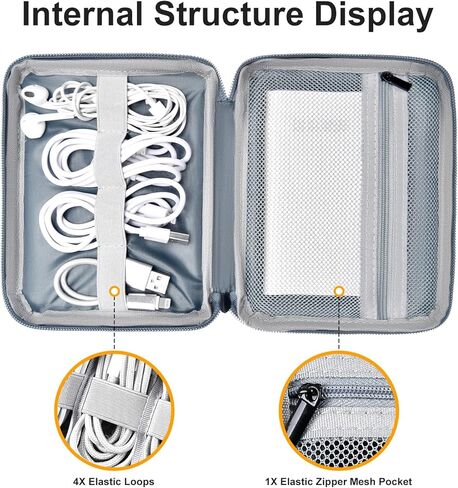 Leather Cord Organizer Travel Waterproof Travel Cable Organizer Bag Portable Tech Organizer Travel Case for Charger Electronic Accessories Organizer (Black, Double Layer-Large) in Kuwait