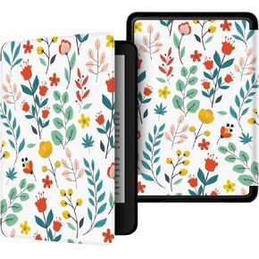 PU Smart Case for Kindle 2024 Release 6" / 11th Generation 2022, Auto Wake/Sleep Book Case for 6 inch Kindle 2024/2022, More Colors for Choose (Floral Print)