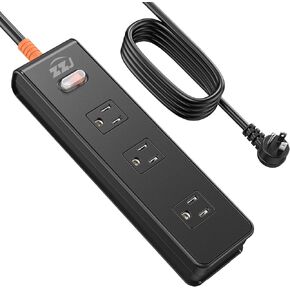 Outdoor Power Strip Weatherproof, Surge Protector with 3 Wide Outlets, 1875W/15A Overload Protection Switch,6FT Flat Plug Multi-Plug Outdoor Extension Cord for Indoor Outdoor, UL FCC Listed