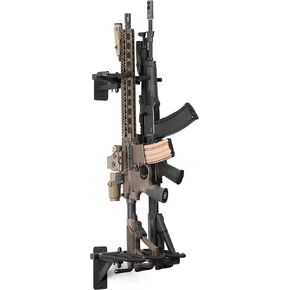Savior Equipment Wall-Mount Rifle Rack Tactical Shotgun Carbine Firearm Free-Standing Gun Display Indoor Storage Rack - Heavy Duty Steel, Wide Angle Adjustment, 3-Slot Holds up to 75 Lbs