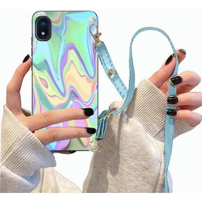 Flexible TPU Case for Artia P600, ANS Artia P600 5G Case with Wrist Strap | Crossbody Lanyard Hands Free | Floral Multi-Colored Art Wavy Painting Printed Soft Slim Gel | ArtiaP600 Phone Cover