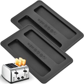 Mellbree Silicone Toaster Cover, Dustproof & Heat-Resistant Lid for 2 Slice Toasters, Bread Maker Cover, Black 2 Pack
