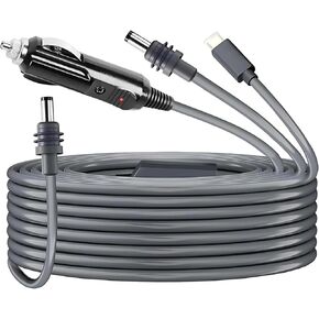 Starlink Mini 3 in 1 DC Power Cable 16.4FT, 12-24V DC Male to USB Type-C Car Cigarette Cable, 100W Jack Cord Charging Adapter for Starlink Mini, Plug and Play