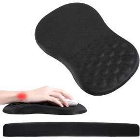 WLLHYF Mouse Pad Wrist Support Set, Ergonomic Super Soft Keyboard Wrist Rest Non-Slip Desk Wrist Support Arm Rests Cushion Mousepad for Computer Keyboard